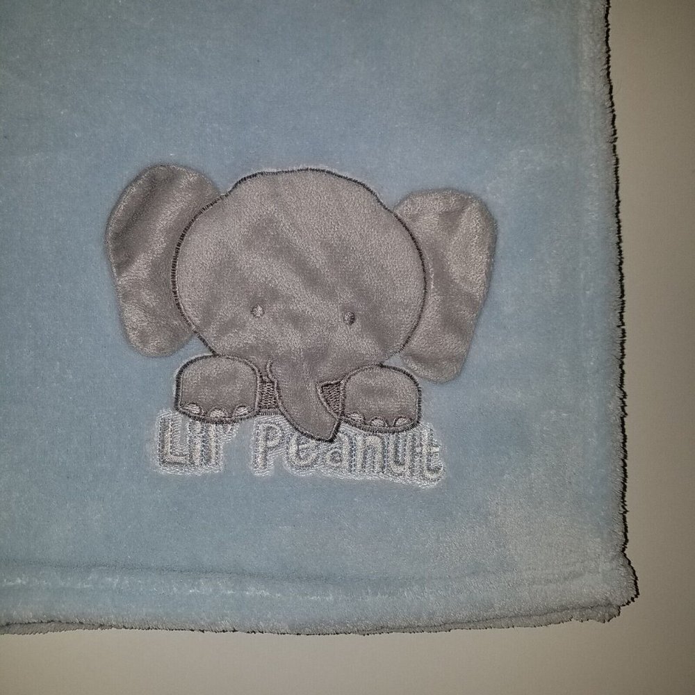 Snugly Baby Lil Peanut Blue Gray Elephant Fleece Baby Blanket Lovey Security Boy
